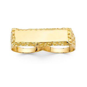 14KT Gold Two Finger Men's Ring 12mm